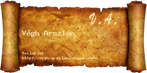 Végh Arszlán névjegykártya